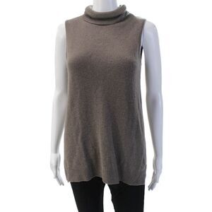 Charter Club Cashmere Unisex Sleeveless Mock Neck Pullover Vest Brown Size XS